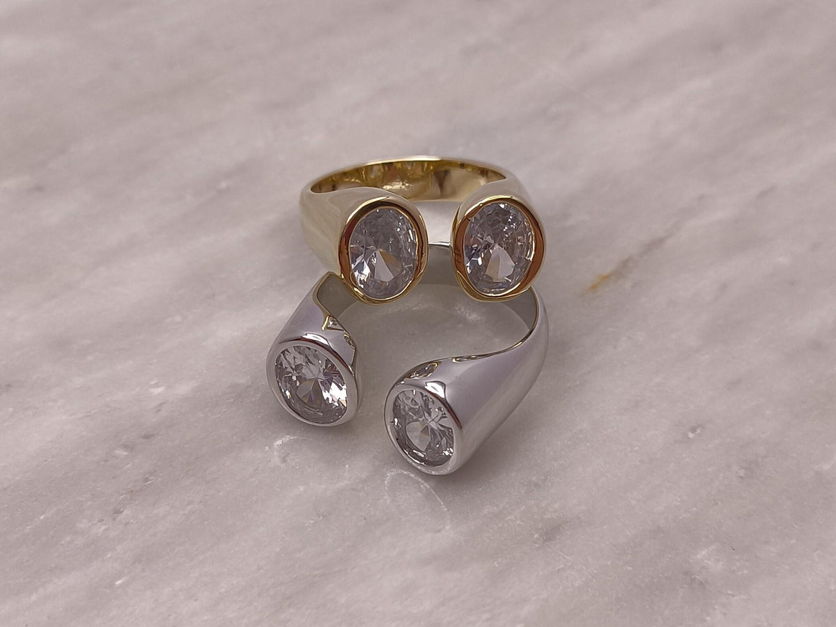 Anel Due Cristalli Regulável