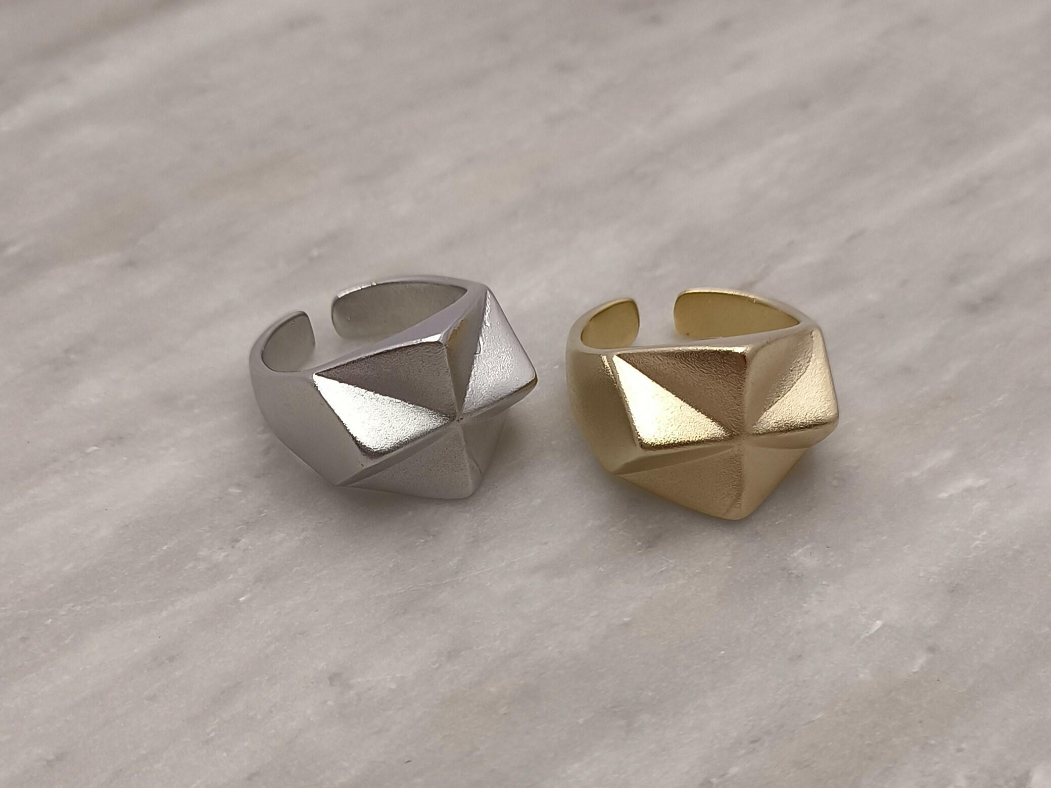 Anel Geométrico Acetinado Regulável