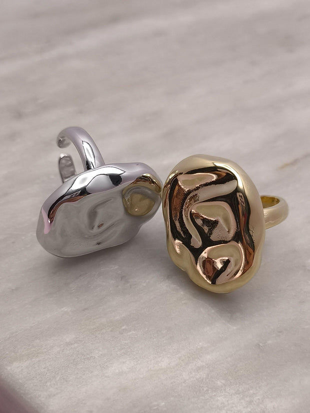 Anel Arredondado Martelado Regulável