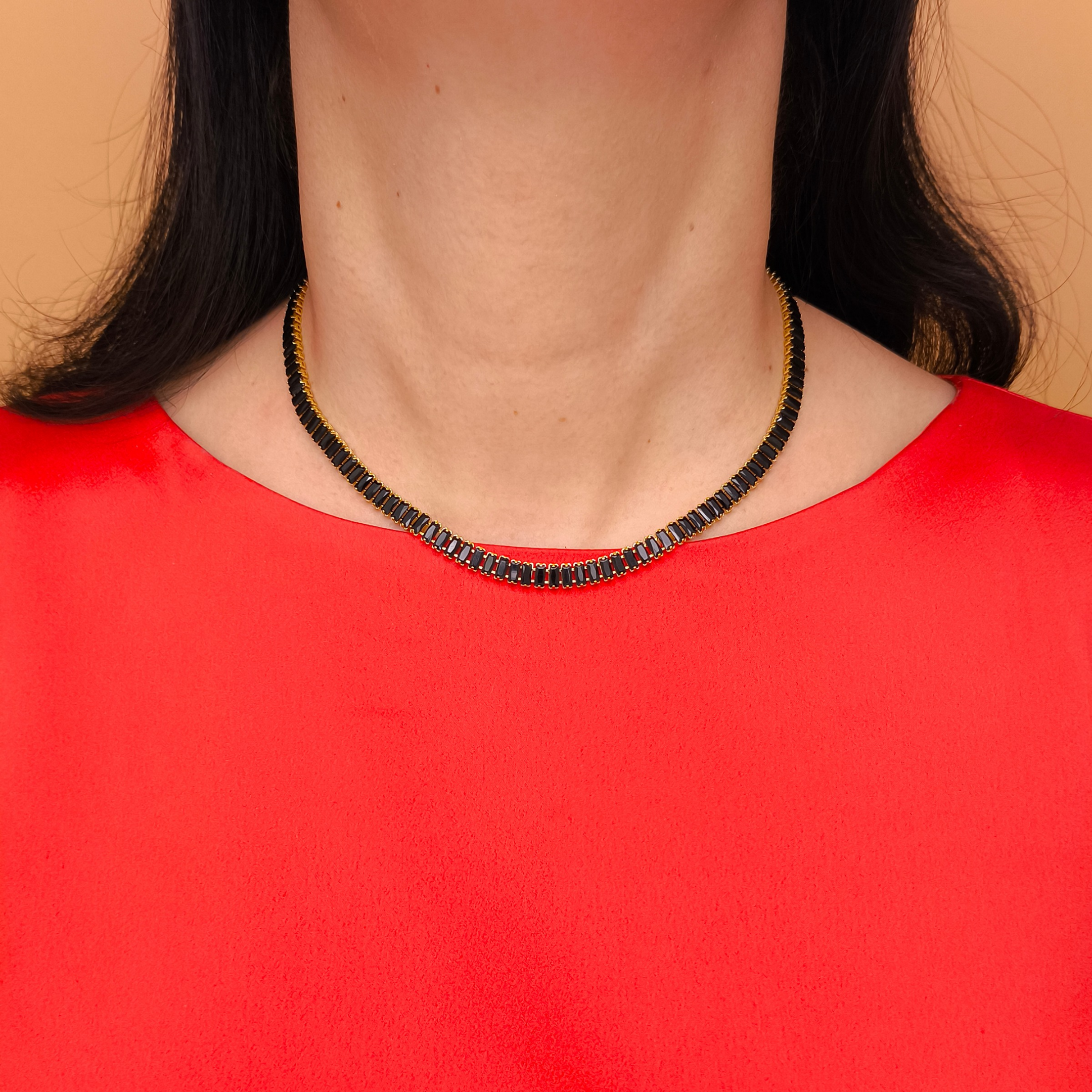 Riviera Retangular com Zircônias Pretas