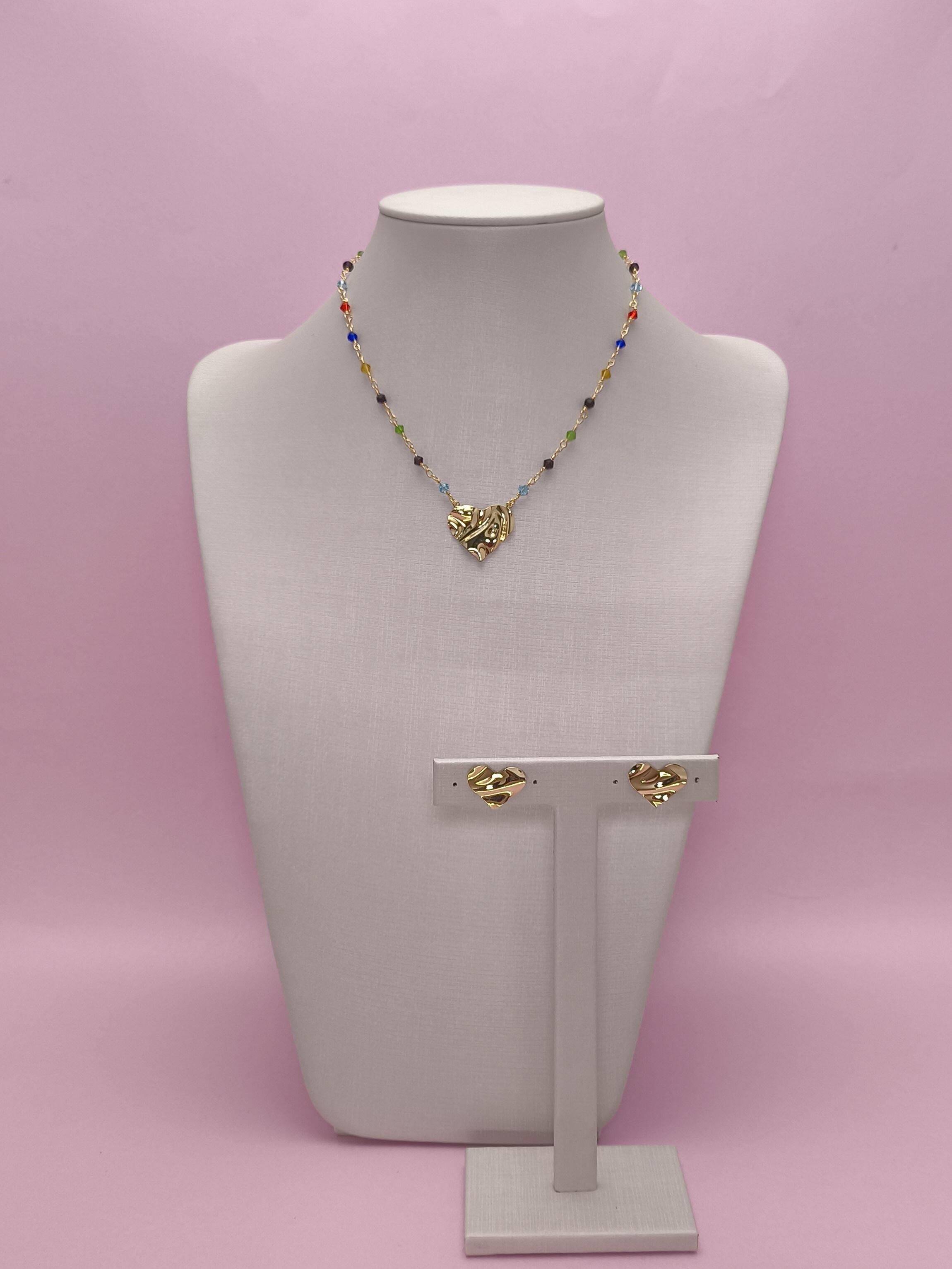 Conjunto Coração Martelado: autenticidade com brilho e cor