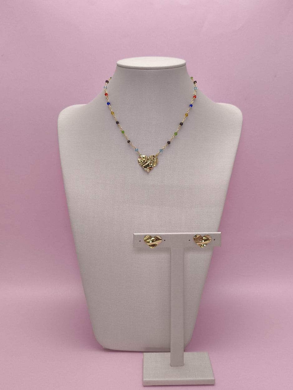 Conjunto Coração Martelado: autenticidade com brilho e cor