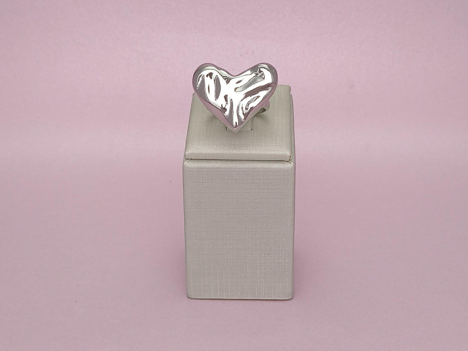 Anel Cuore Martelado Regulável