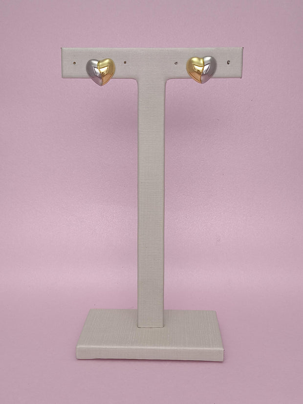 Brinco De Coração Due Colori: Charme Bicolor Com Design Sofisticado