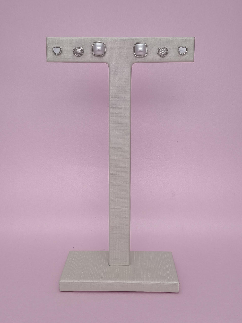 Trio Corações e Quadrado: brilho delicado para destacar sua personalidade com charme e sofisticação