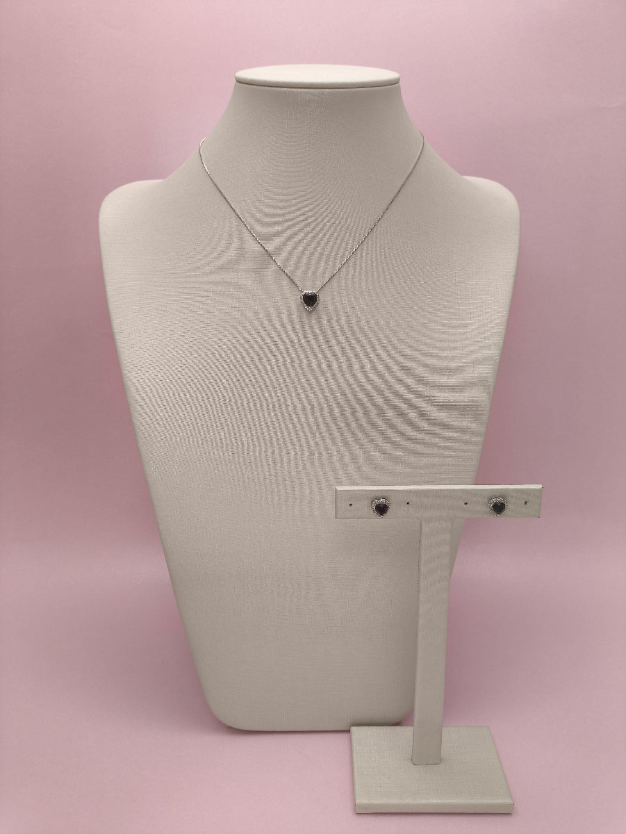Conjunto Coração Preto Cravejado