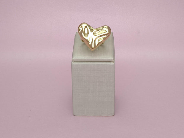 Anel Cuore Martelado Regulável