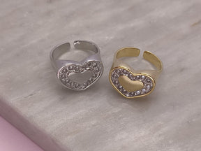 Anel Cuore Cravejado Regulável