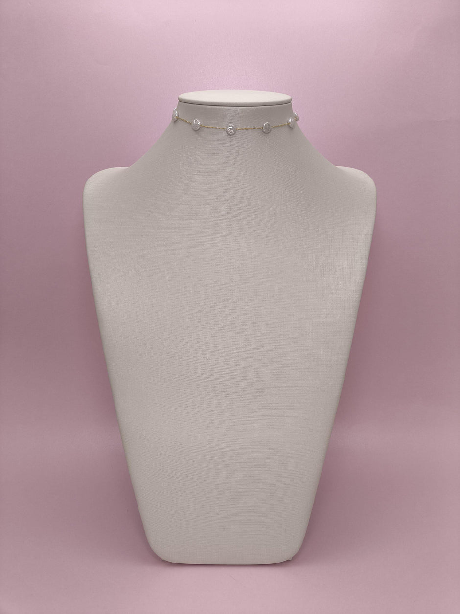 Choker Com Pérolas Achatadas