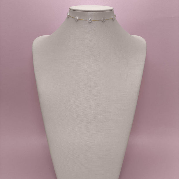 Choker Com Pérolas Achatadas