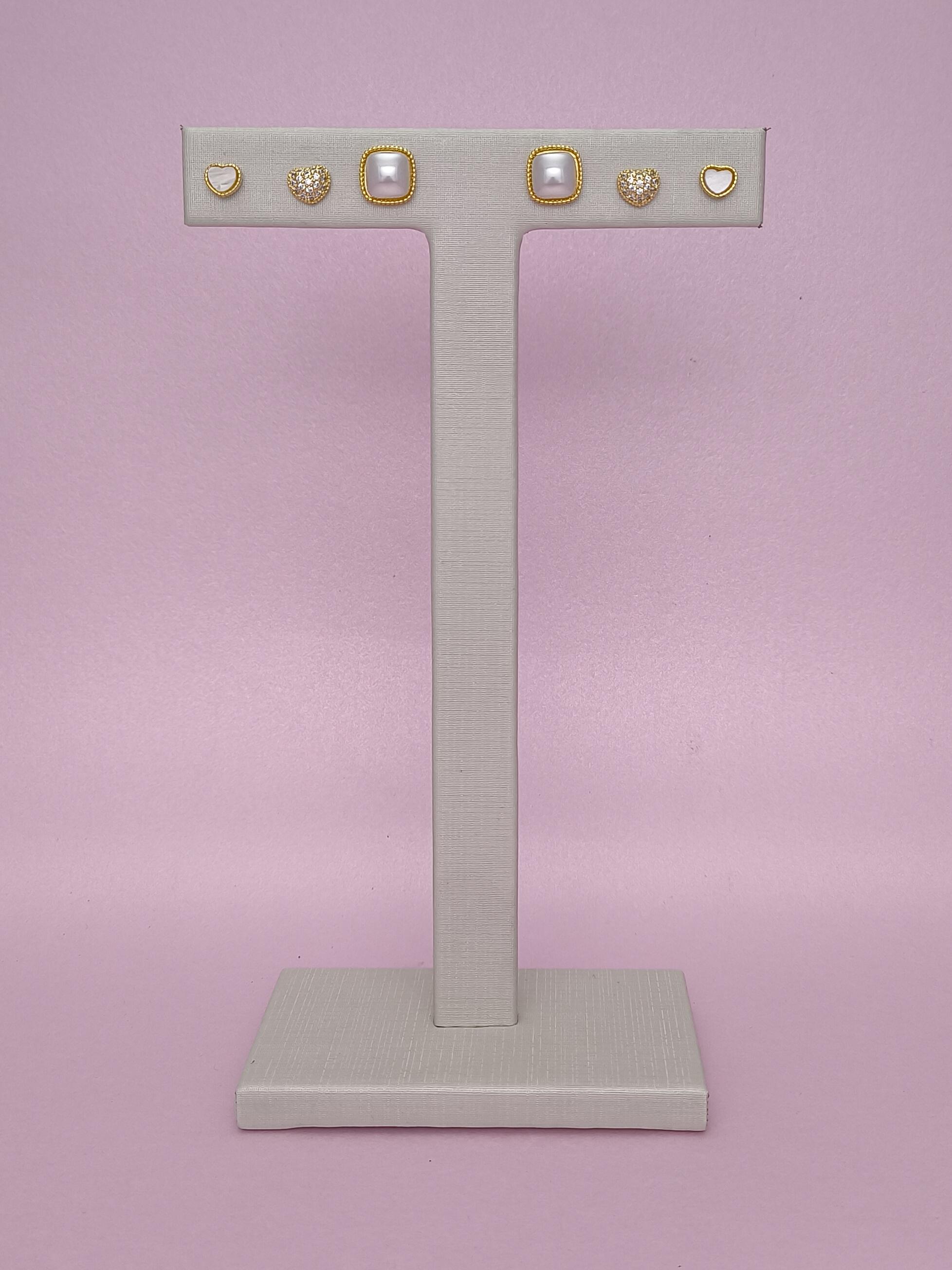 Trio Corações e Quadrado: brilho delicado para destacar sua personalidade com charme e sofisticação