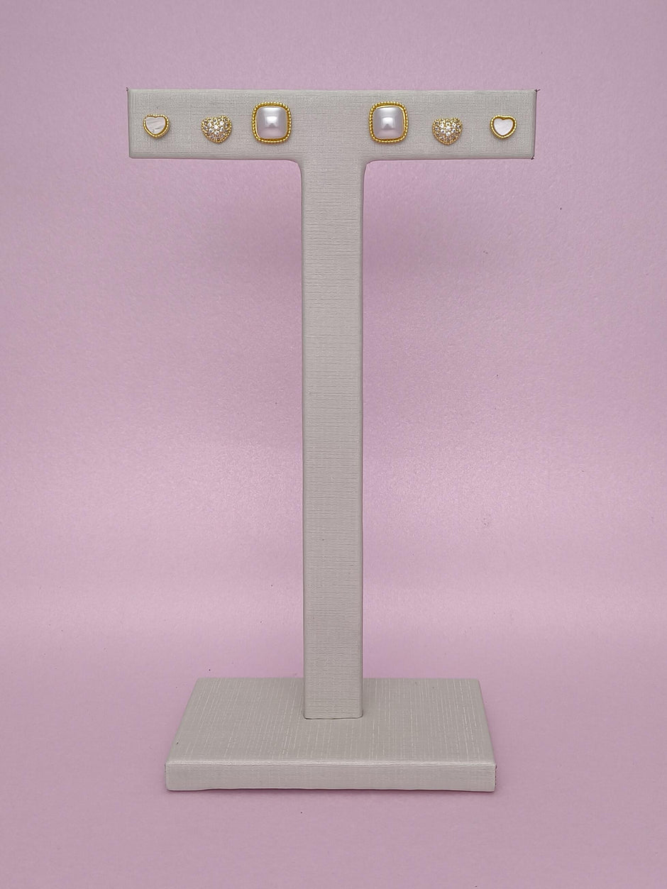 Trio Corações e Quadrado: brilho delicado para destacar sua personalidade com charme e sofisticação