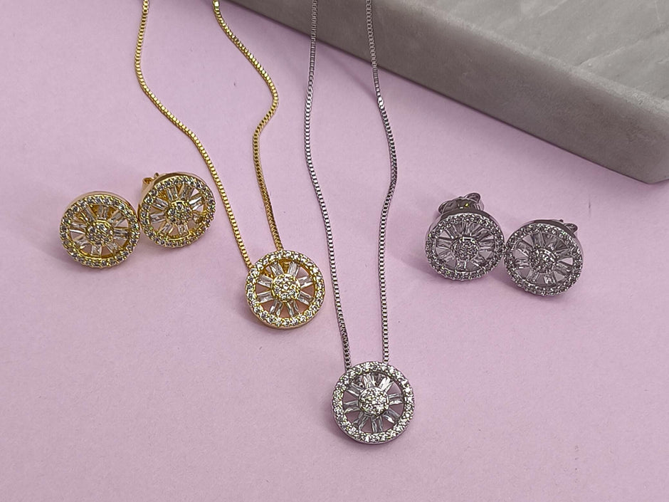 Conjunto Pizza Mini: brilho delicado que transforma qualquer visual