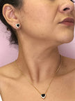 Conjunto Coração Preto Cravejado: elegância com um toque de mistério