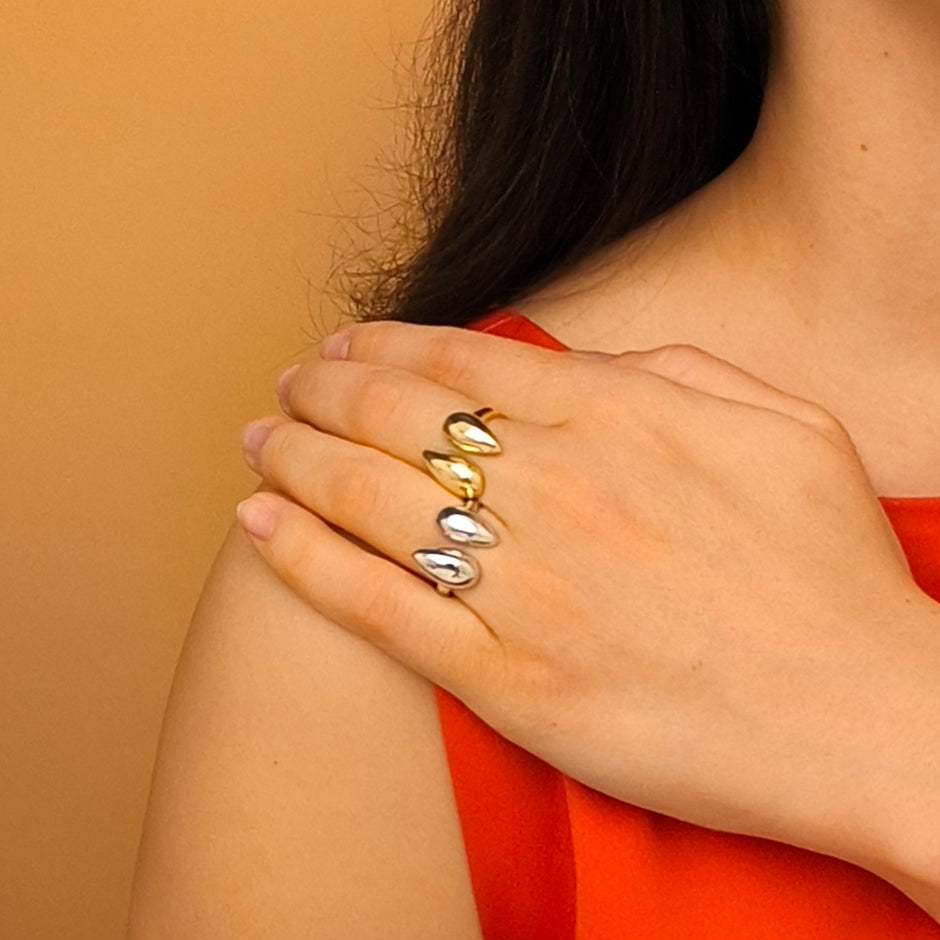 Anel Duas Gotas Invertidas