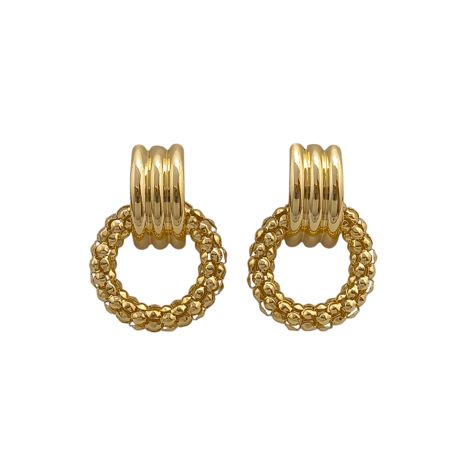 Brinco com pendente circular facetado