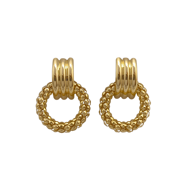 Brinco com pendente circular facetado