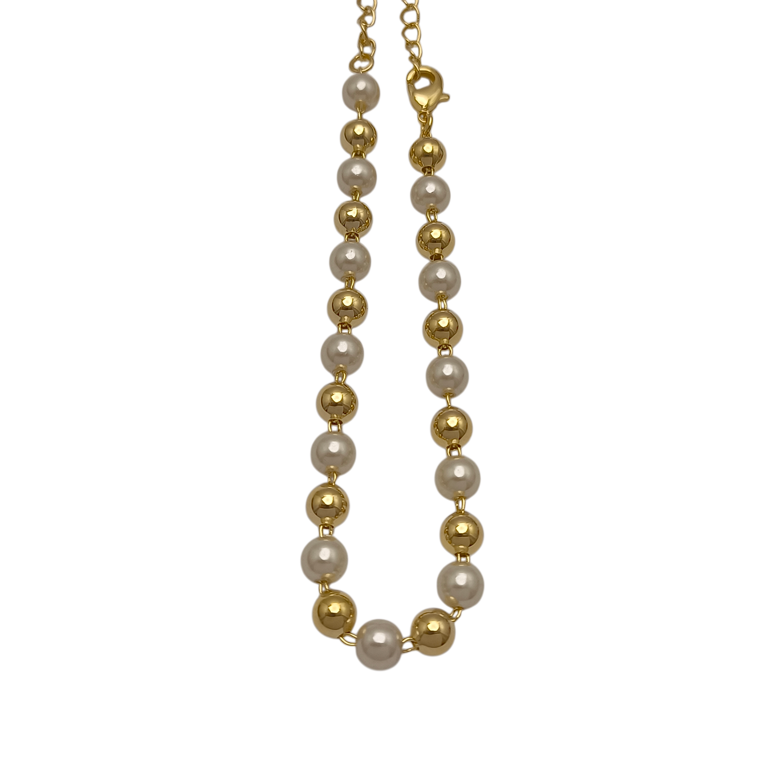 Pulseira Esferas Lisas e Pérolas