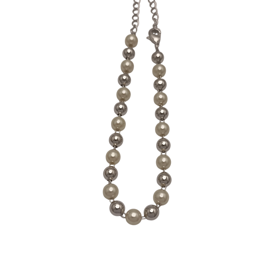 Pulseira Esferas Lisas e Pérolas