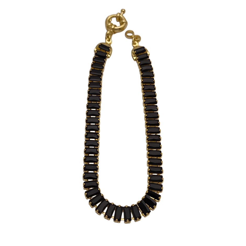 Pulseira Riviera Retangular com Zircônias Pretas