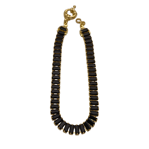 Pulseira Riviera Retangular com Zircônias Pretas