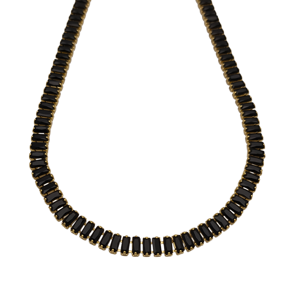 Riviera Retangular com Zircônias Pretas