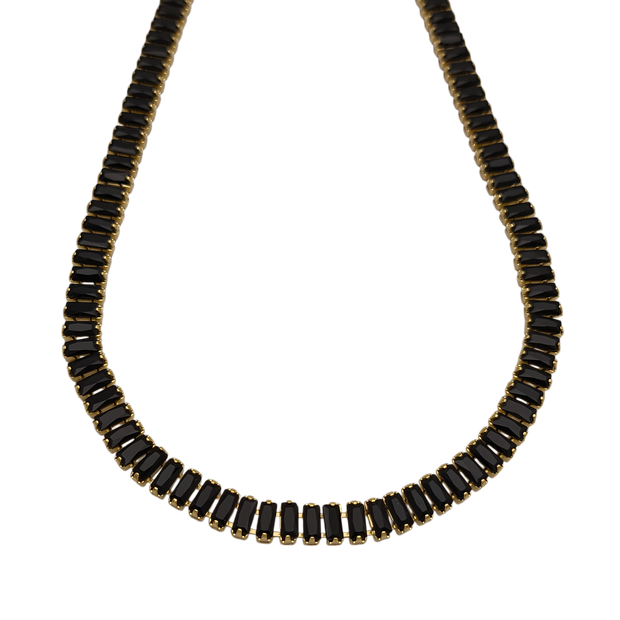 Riviera Retangular com Zircônias Pretas