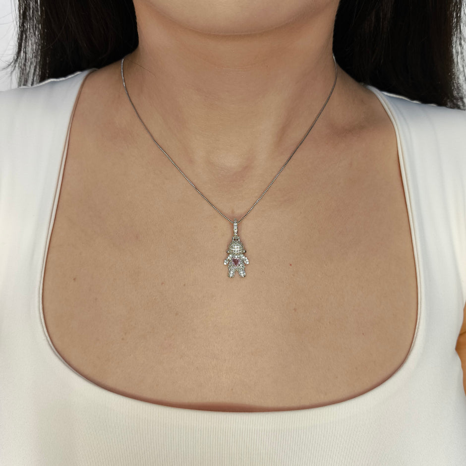 Pingente Filha Cravejado com Coração de Zircônia