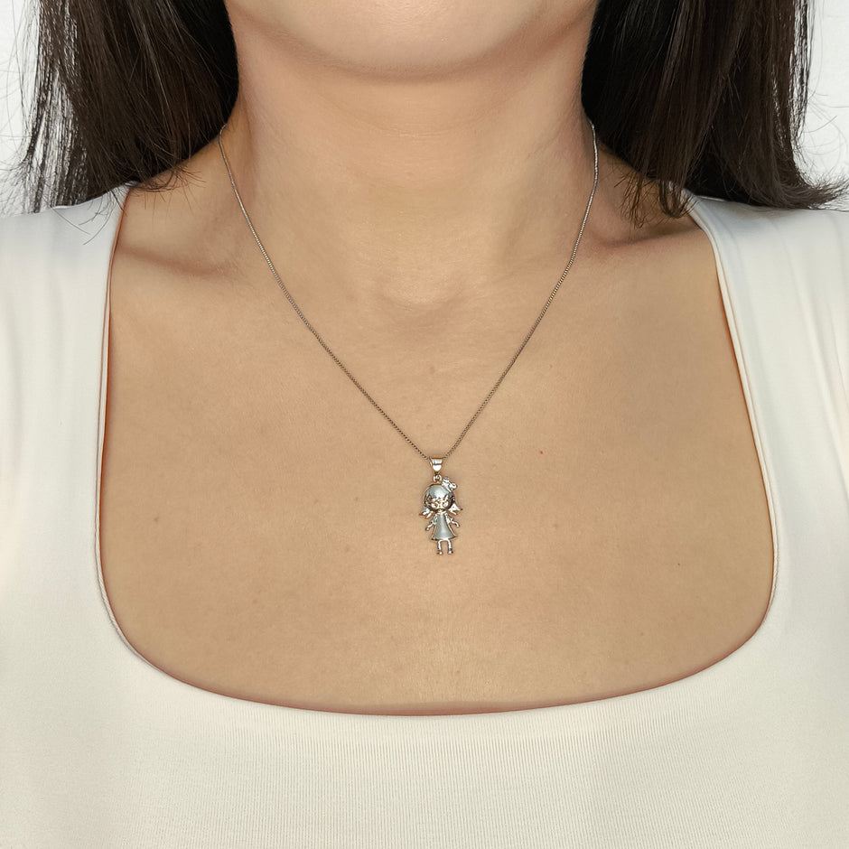 Pingente Filha com Laço de Zircônia