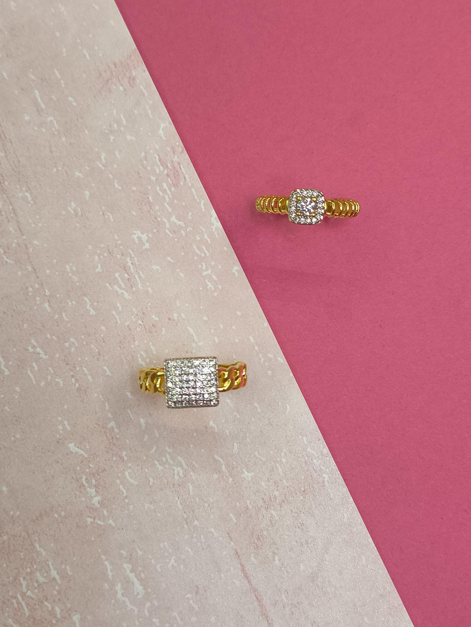 Anel Solitário Cravejado