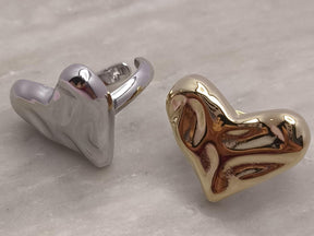 Anel Cuore Martelado Regulável