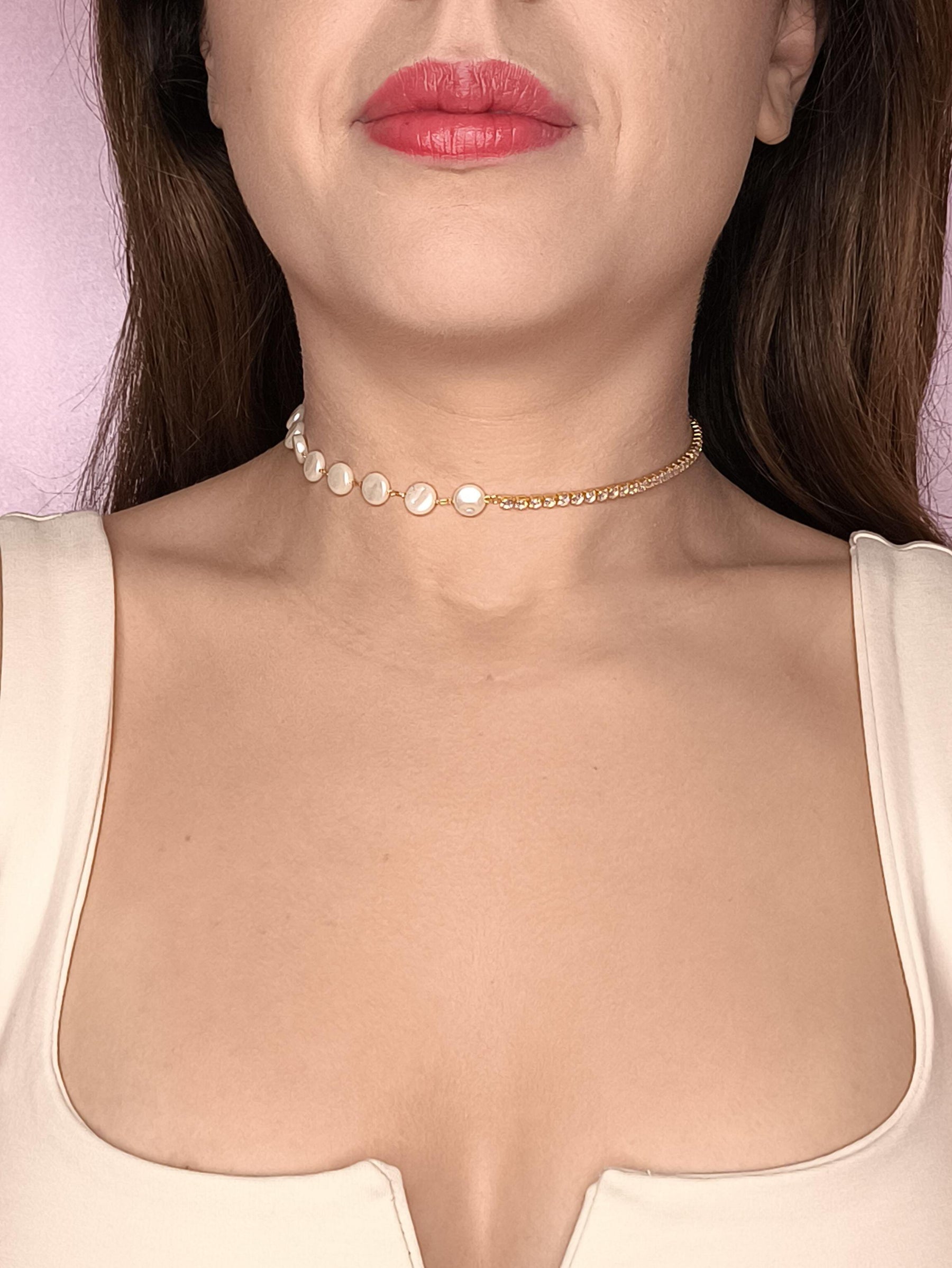Choker Com Pérolas e Meia Riviera