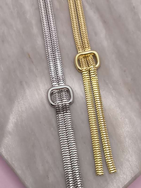 Colar Gravata Dupla Corrente Com Fecho