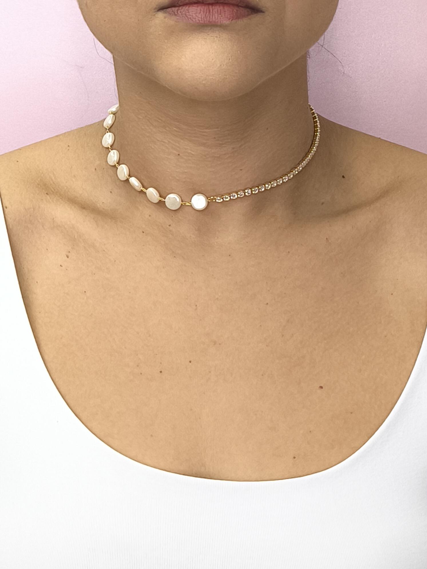 Choker Com Pérolas e Meia Riviera