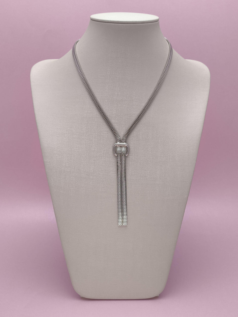 Colar Gravata Dupla Corrente Com Fecho