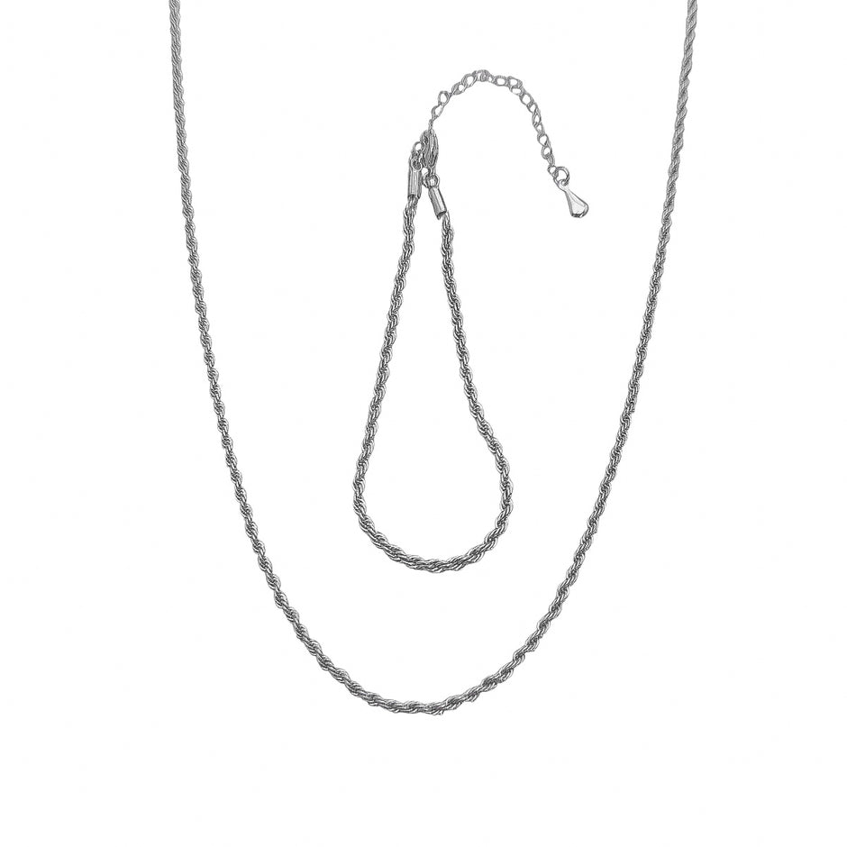 Kit Corrente Cordão Baiano e Pulseira Cordão Baiano Fino