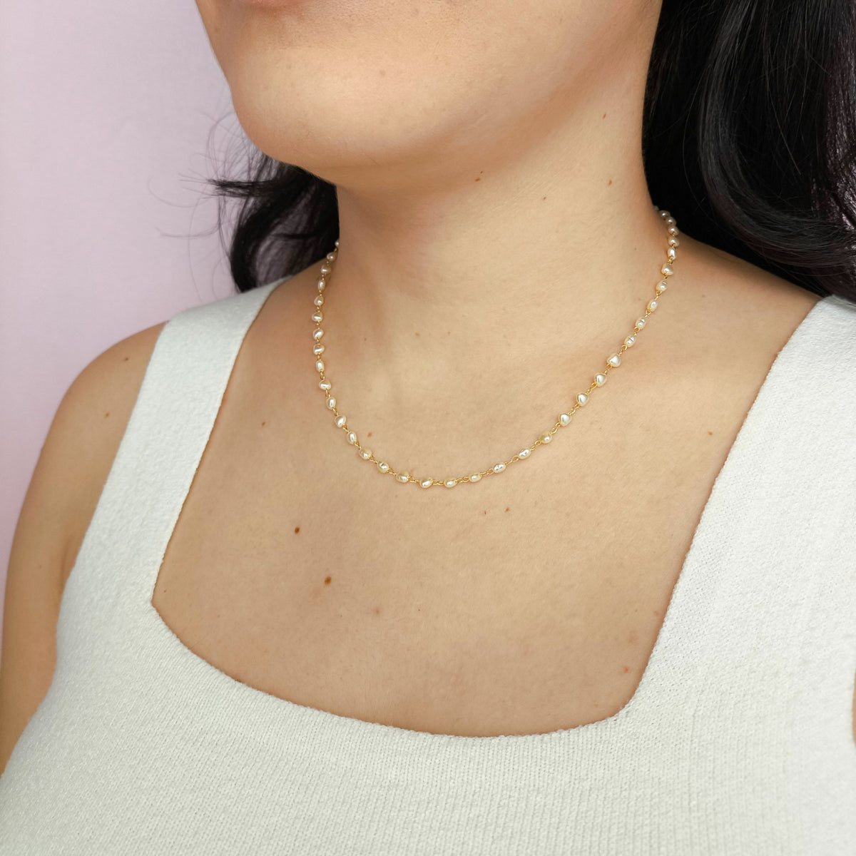 Colar com Pérolas em Coração