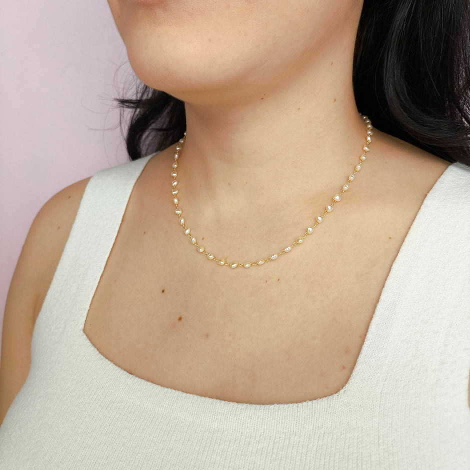Colar com Pérolas em Coração
