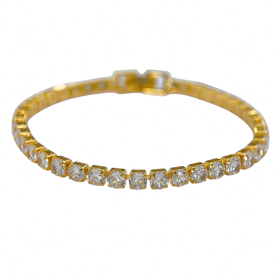 Kit Pulseira Cordão Baiano Grosso e Pulseira Riviera 4 mm