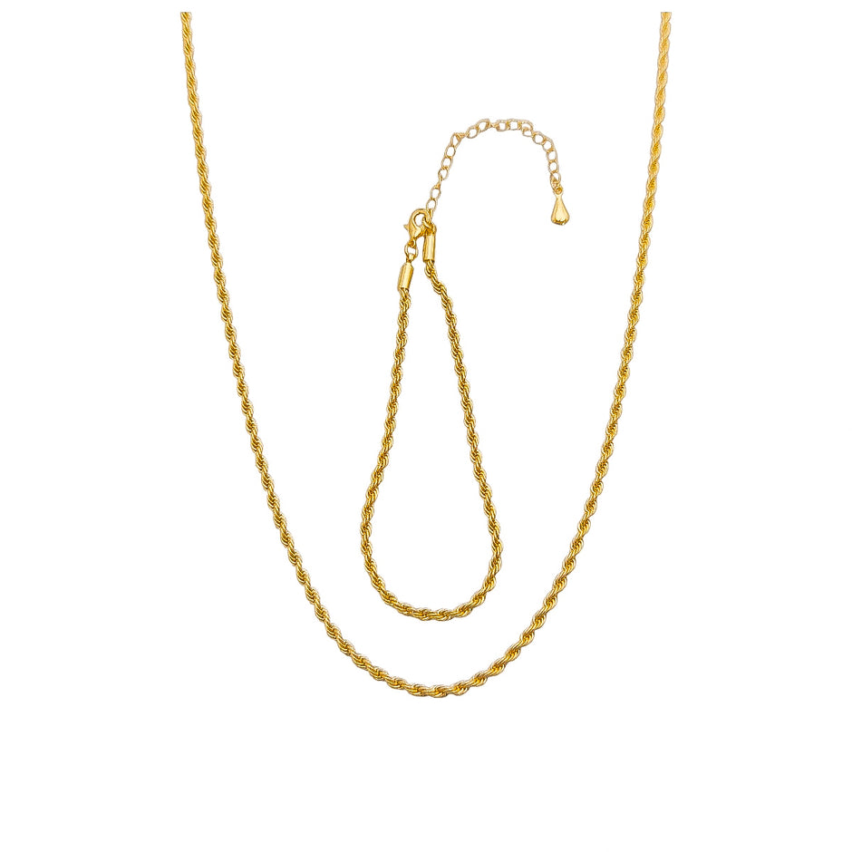 Kit Corrente Cordão Baiano e Pulseira Cordão Baiano Fino