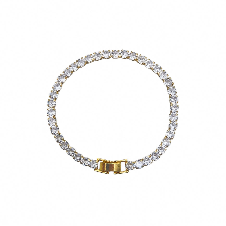 Kit Pulseira Cordão Baiano Grosso e Pulseira Riviera 4 mm